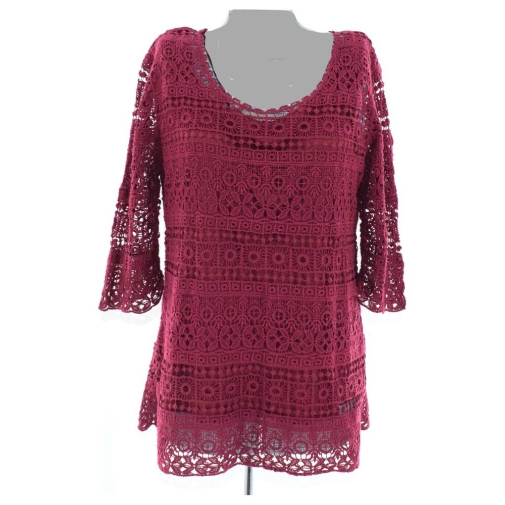 Christopher & Banks Burgundy Crochet Tunic M